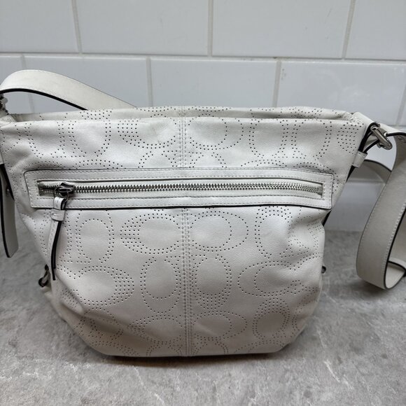 Coach Cream Perforated Butter Soft Leather Crossbody Purse. Like New! - Picture 3 of 10
